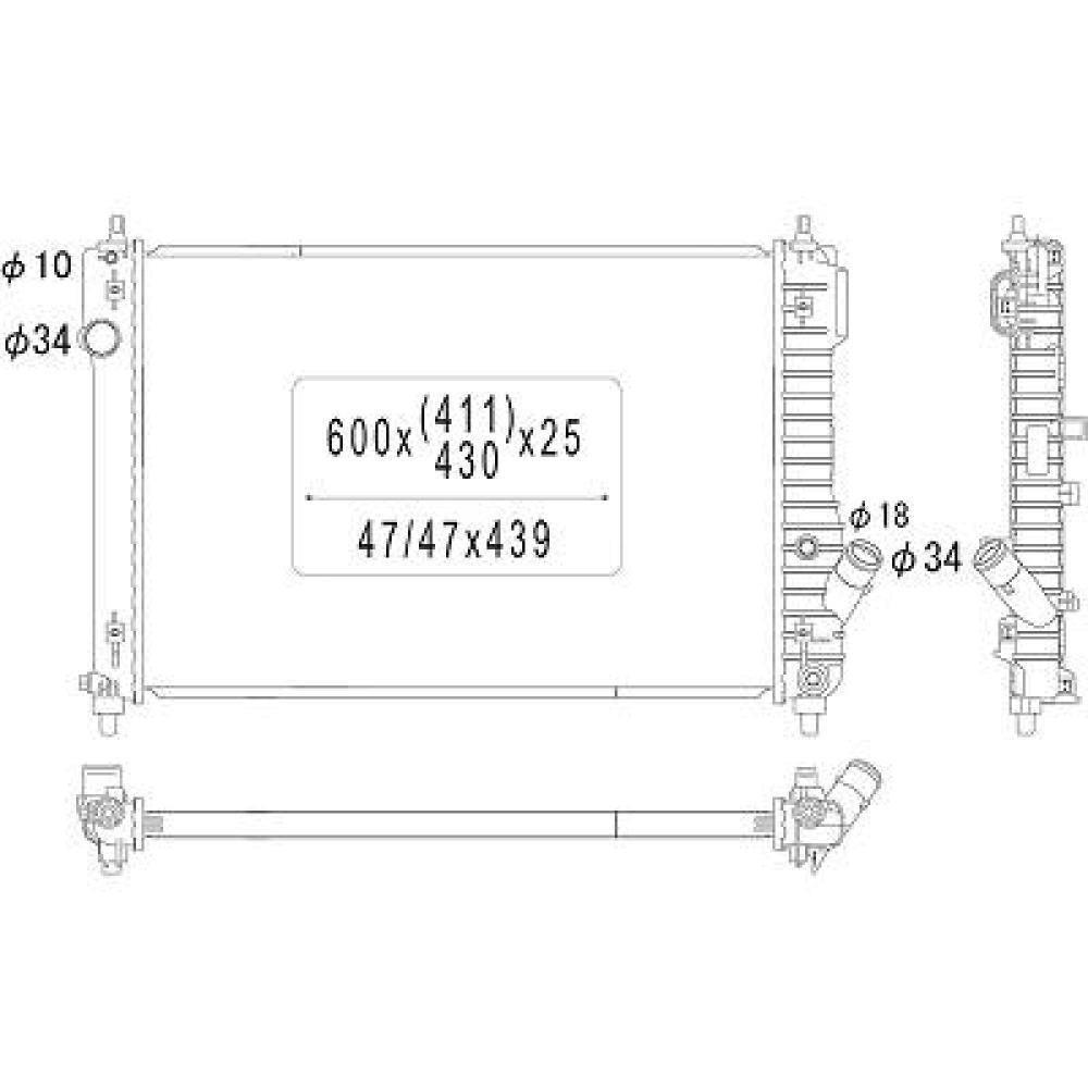 42421859 Kühler Motorkühlung für CHEVROLET KALOS 2006 DCM3609