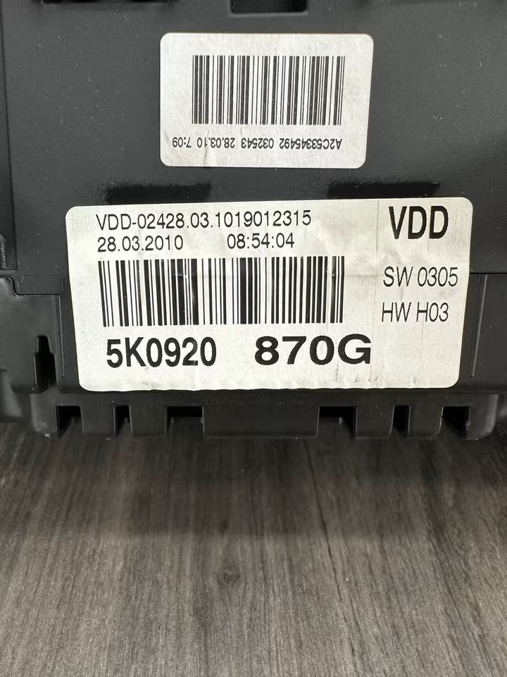5K0920870G Tacho Kombiinstrument Vw Golf VI 6 5K 1,6 Tdi 105Ps