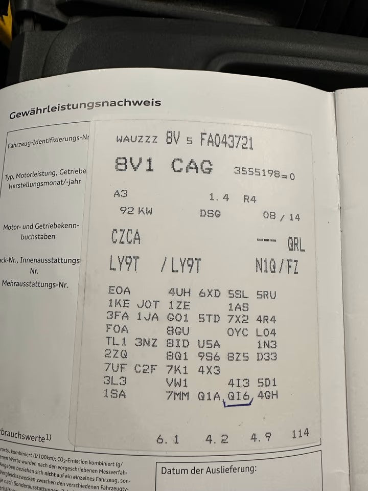 CZC CZCA engine 1.4 TFSI 92 Kw 125 Hp Audi A3 8V model 170000km