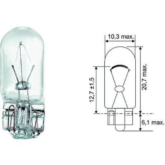 J7AZZZ90021 W5W (T10) 12V 5W W2,1x9,5d W5W (T10) Glassockellampe LID10078