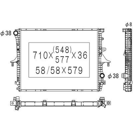 95510614200 Kühler Motorkühlung für VW Touareg 06-11 / Q7 Typ DCM3444