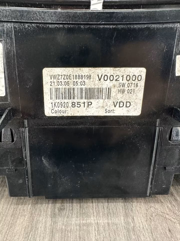 1K0920851P Tacho Kombiinstrument Vw Golf V 5 1K 5M Jetta 1,9 Tdi