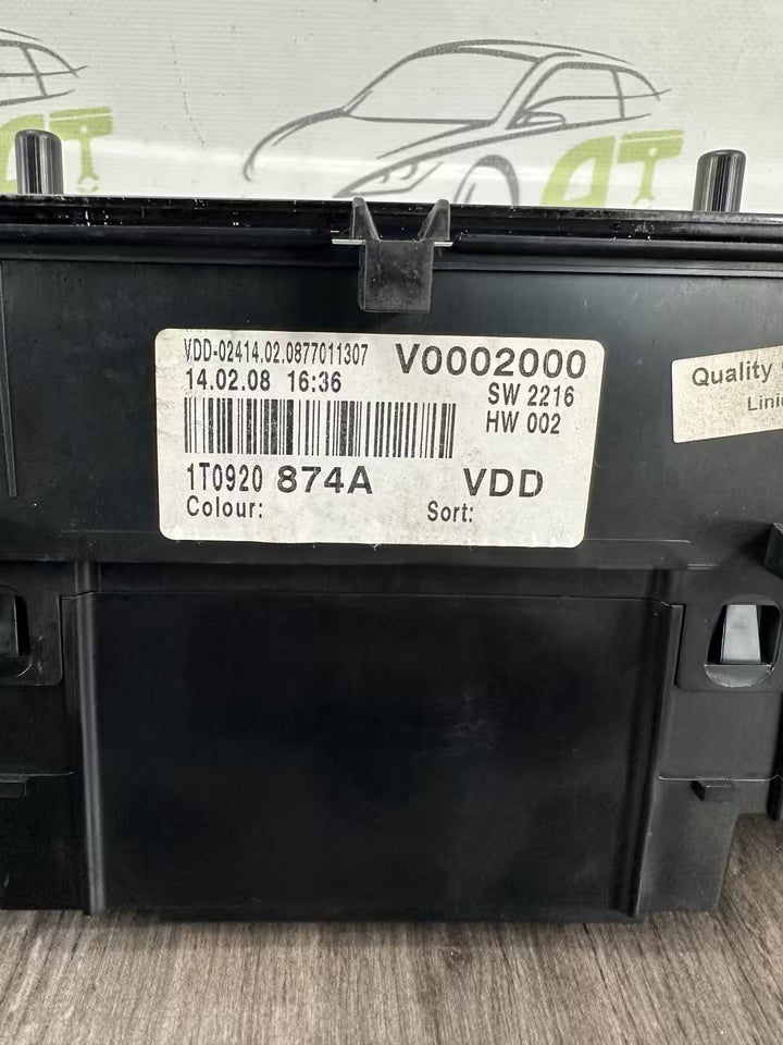 1T0920874A Tacho Kombiinstrument Vw Touran 1T 1,9 Tdi DSG Modell