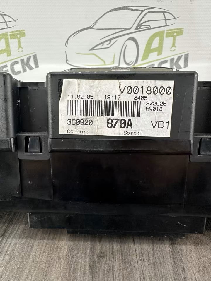 3C0920870A Tacho Kombiinstrument Vw Passat 3C B6 108000