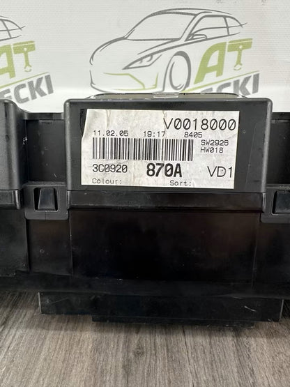 3C0920870A Tacho Kombiinstrument Vw Passat 3C B6 108000