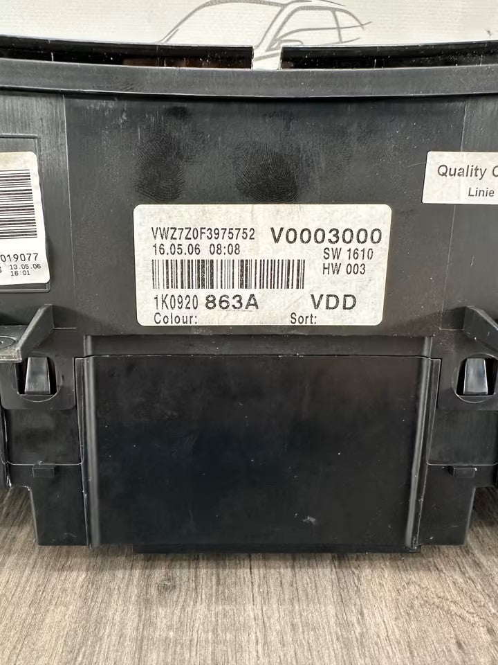 1K0920863A Tacho Kombiinstrument Vw Golf V 5 1K 5M Benziner 1,6