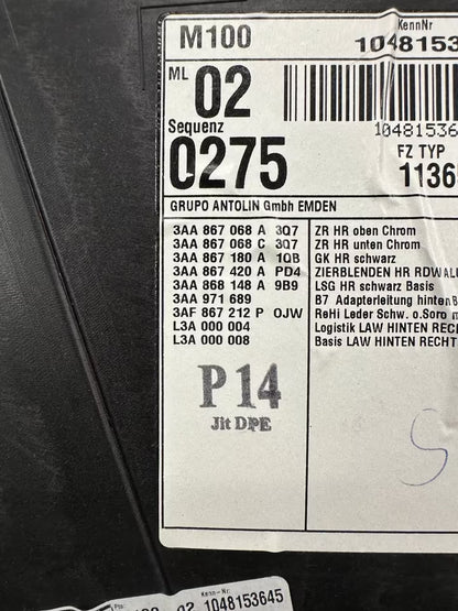 3AF867212 Türverkleidung Türpappe Hinten Rechts Vw Passat 3AA B7