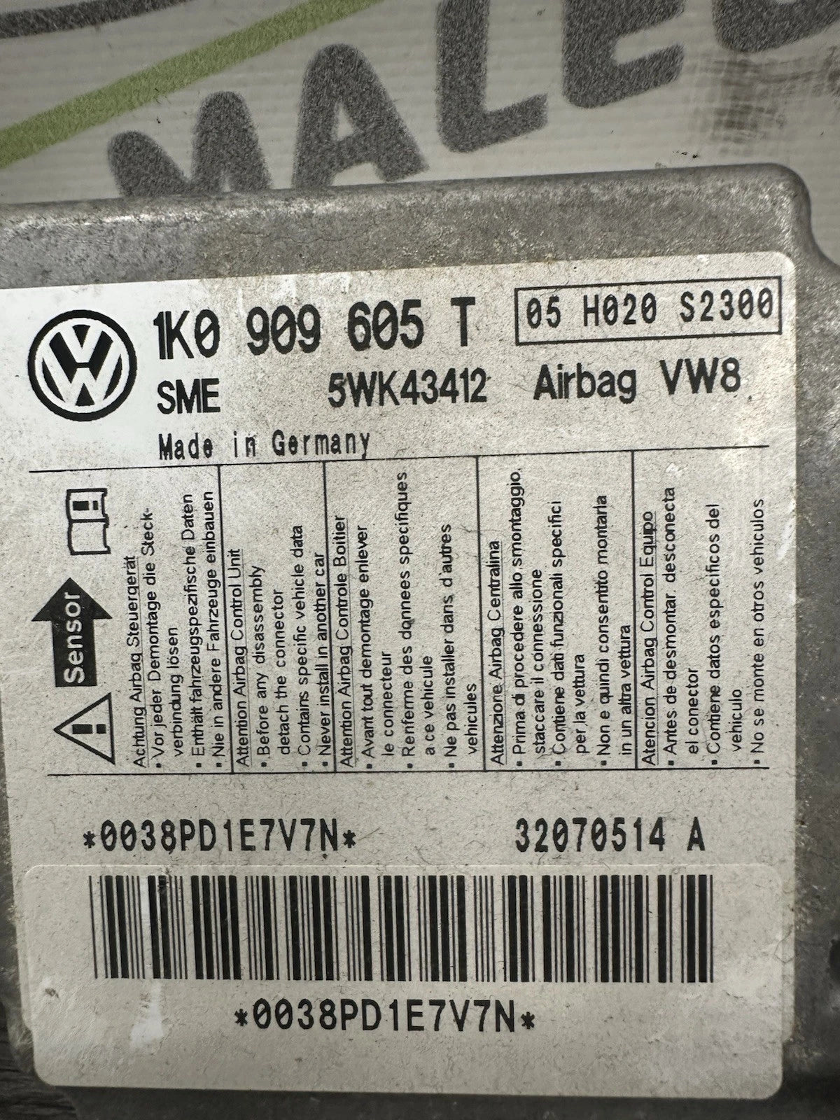 1K0909605T Airbag Steuergerät VW Golf V Modelle 1K0 909 605 T